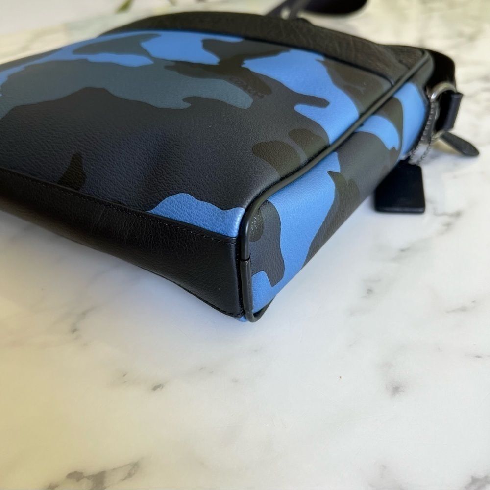 COACH CHARLES CAMERA BAG WITH CAMO PRINT F29052 Dusk Blue Black Multi Crossbody - Picture 8 of 16